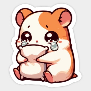 Kawaii Crying Sad Hamster Sticker